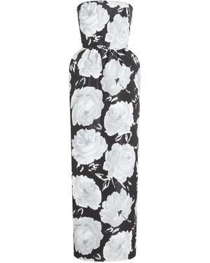 Patou Bustier Floral Maxi Dress - White