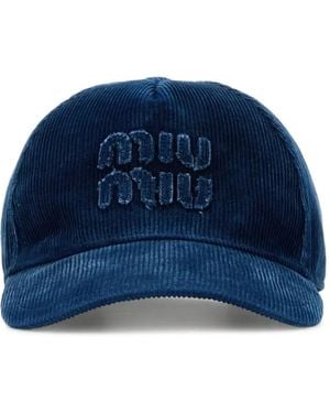 Miu Miu Gorra de pana - Azul
