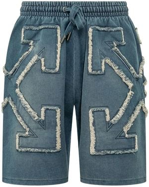 Off-White c/o Virgil Abloh Arrows Frayed Shorts - Blue
