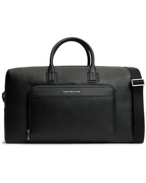 Tommy Hilfiger Logo-Plaque Pebbled Luggage Bag - Black