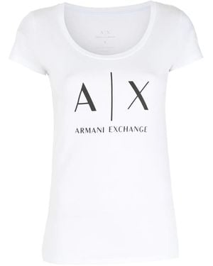 ARMANI EXCHANGE Logo-Print Round-Neck T-Shirt - White