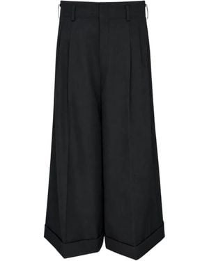 Comme des Garçons Pleated Turned-Up Palazzo Pants - Black