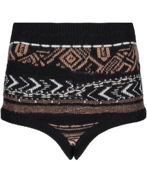 Laneus Knitted Patterned Culottes - Black