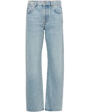 Maje Studded Mid-Rise Straight Jeans - Blue