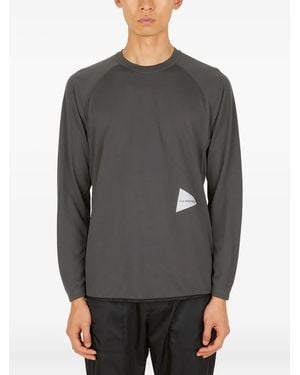 and wander Logo-print Raglan-sleeve T-shirt - グレー