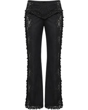 DSquared² Lace-Inset Ruffled Pants - Black