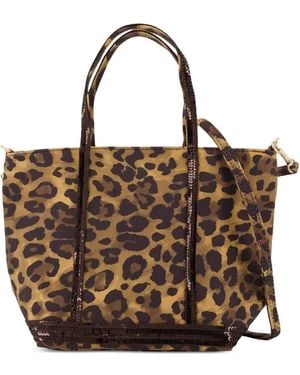 Vanessa Bruno Small Cabas Leopard-Print Sequin-Embellished Tote Bag - Brown