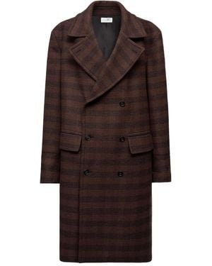 MM6 by Maison Margiela Checked Double-Breasted Coat - Brown