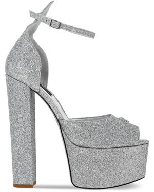 Philipp Plein グリッター レザーサンダル - グレー