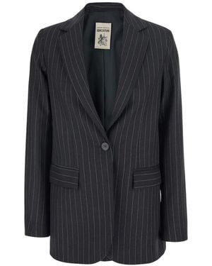 Semicouture Pinstripe-Pattern Single-Breasted Jacket - Black