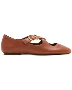 SCHUTZ SHOES Crossover-Strap Ballet Flats - Brown