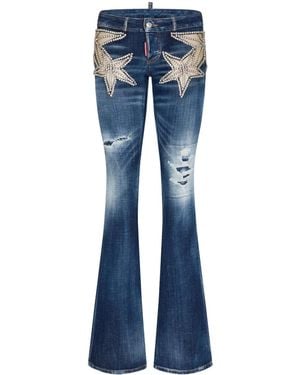 DSquared² Crystal-Embellished Star-Appliqué Jeans - Blue