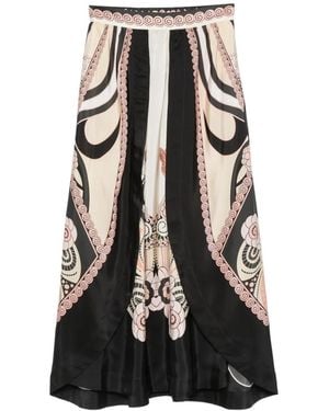 La DoubleJ Floral-Print Midi Skirt - Black
