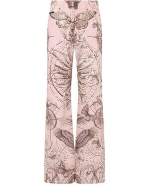 Philipp Plein Straight Cut Jeans Butterfly Tattoo - Pink
