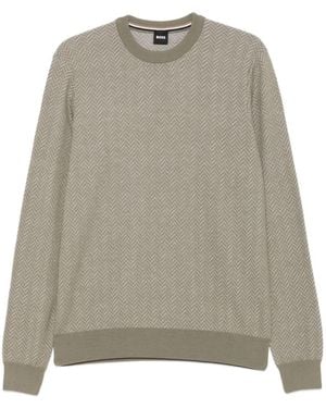 BOSS Maglione Con Motivo Pied-De-Poule - Grigio