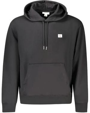 Calvin Klein Logo-Patch Drawstring Hoodie - Black