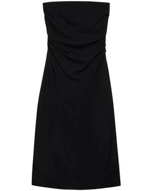 Anine Bing Tyla Strapless Gathered Midi Dress - Black