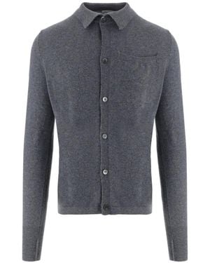 Oliver Lattughi Button-Up Collared Jumper - Blue