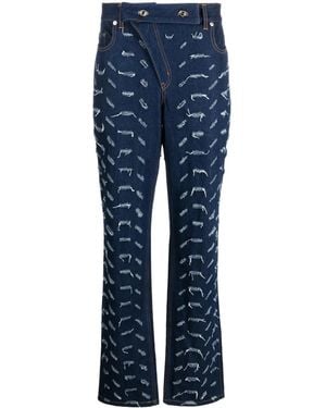 JUNTAE KIM High-Waist Bootcut Jeans - Blue