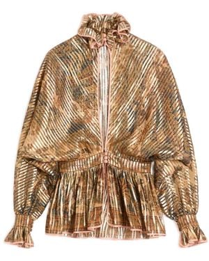 Valentino Garavani Pekin Cashmere Voyage Imaginaire-Print Blouse - Natural