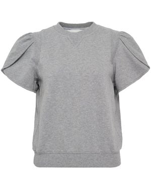 3.1 Phillip Lim Tulip-Sleeve Crop-Top - Grey