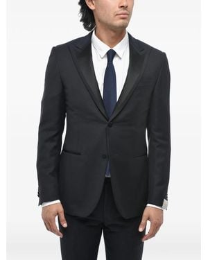 Corneliani Satin Peak-Lapel Wool Suit - Blue