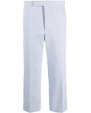 Thom Browne Backstrap-Detail Checked Tailored Trousers - Blue