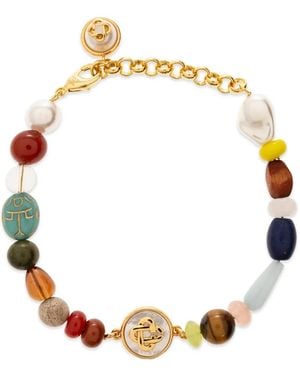 CASABLANCA Beaded Logo-Plaque Bracelet - Metallic