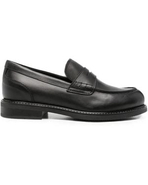 Nero Giardini Penny-Slot Leather Loafers - Black