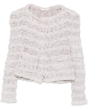 Veronique Leroy Crew-neck cadigan - Weiß