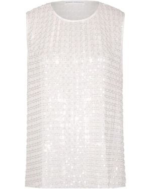 Niccolò Pasqualetti Floral Embroidered Tulle Top - White
