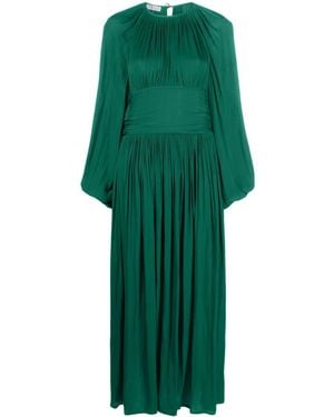 Baruni Poet-Sleeve Flared Maxi Dress - Green