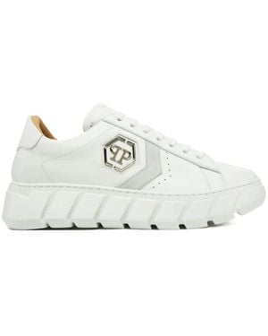 Philipp Plein Logo Appliqué Trainers - White