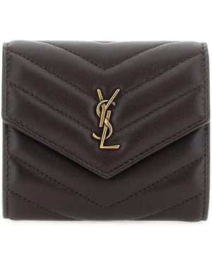 Saint Laurent Cassandre Chevron-Quilted Wallet - Black