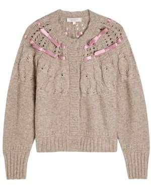 LoveShackFancy Ribbon Kabelgebreid Vest - Naturel