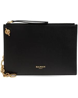 Balmain Clutch Mit Kettenriemen - Schwarz