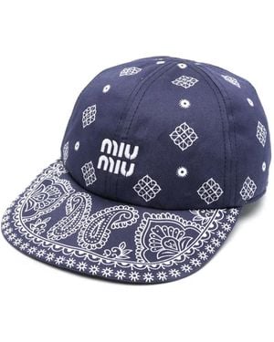 Miu Miu Gorra con logo bordado - Azul