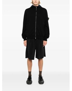 Stone Island Compass-Patch Zip-Up Hooded Jacket - Black