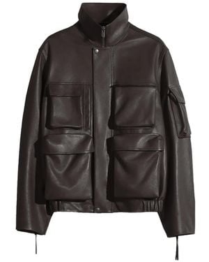 Lemaire Multi-Pocket Leather Jacket - Black