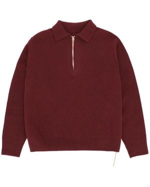 Fortela Zip-Neck Wool Jumper - Red