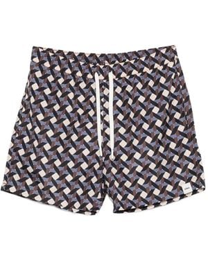 Altea Geometric-Print Swim Shorts - White