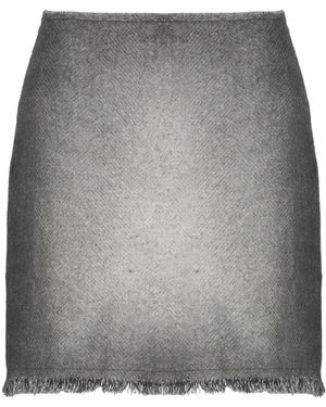 Avant Toi Fringed Herringbone Mini Skirt - Gray