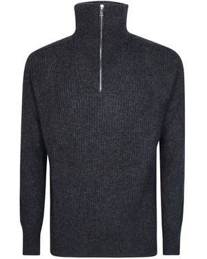 Amaranto Half-Zip Ribbed Jumper - Blue