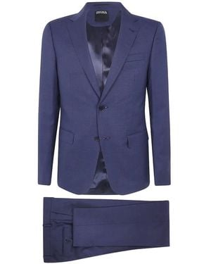 ZEGNA Costume En Laine À Simple Boutonnage - Blue