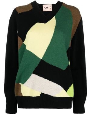 Plan C Jersey con diseño colour block - Negro