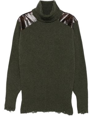 Stella McCartney Panelled Frayed-Hem Jumper - Green