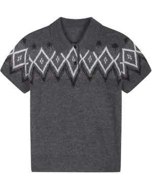 JNBY Geometric-Jacquard Polo-Collar Jumper - Grey