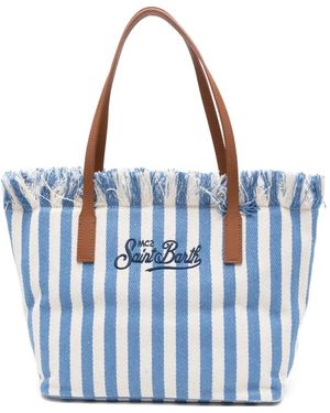MC2 Saint Barth City Striped Fringed Tote Bag - Blue