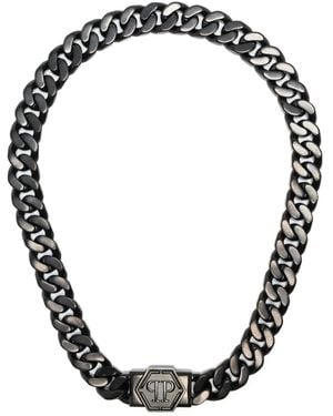 Philipp Plein Hexagon Chain Necklace - Black