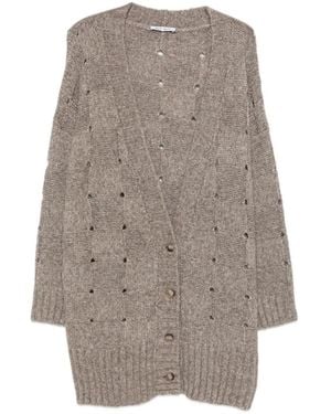 ELY ELY Check-Knit Cardigan - Grey